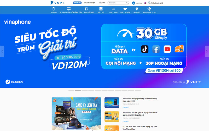 Mẫu thiết kế web c&ocirc;ng ty viễn th&ocirc;ng bắt mắt